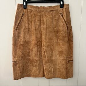 Chico’s Tan Suede Leather Knee Length Skirt